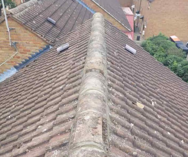 This is a photo of a roof ridge that has just been re-bedded, work carried out by CNB Roofing Pontefract